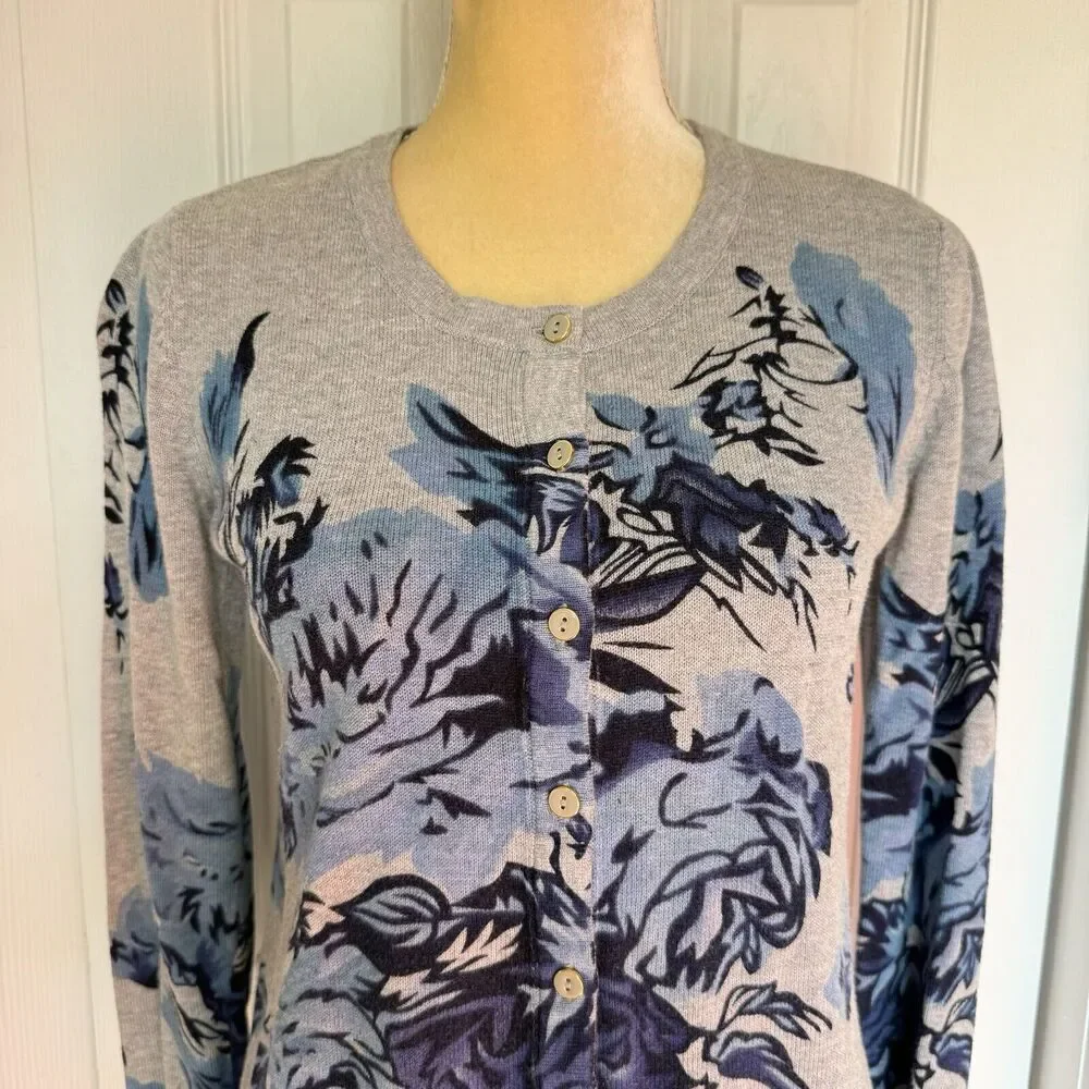 Basic Edition Women's Sweater Cardigan Small Floral